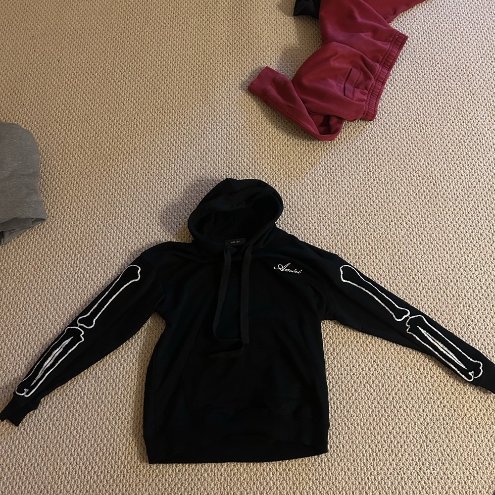 AMIRI Jet Black Hoodie with Subtle Logo
